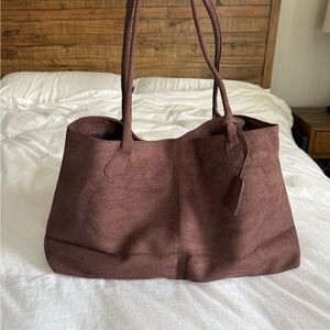 Brown Suede Tote Bag
